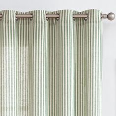 Pinstripe Curtains, Light Filtering Window Treatments, Blue Striped Curtains, Curtain Green, Pattern Curtains, Green Drapes, Geometric Curtains, Striped Room, Striped Curtains