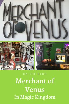 the merchant of venus sign with images of star wars characters on it and text overlay that reads merchant of venus