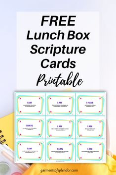 the free lunch box scripture cards printable for kids to use with their school supplies