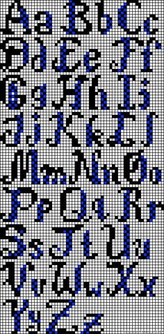 a cross stitch pattern in blue and black