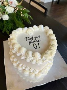 White vintage heart cake birthday that girl Heart Shaped 30th Birthday Cake, Simple 23rd Birthday Cake, 23 Rd Birthday Cake, That Girl Since 06 Birthday Cake, 22nd Birthday Party Ideas For Her, 23rd Birthday Cake Ideas For Women, That Girl Since Cake