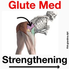 a poster with the words glute med and an image of a skeleton