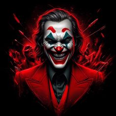 the joker with red makeup and white teeth