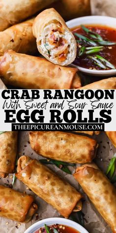 crab rangoon with sweet and sour sauce egg rolls