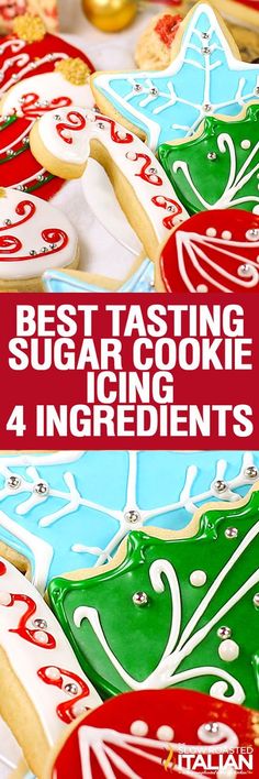 the best tasting sugar cookies for 4 ingredients are on display in front of each other