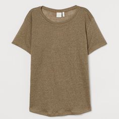 H&M 100% Linen Top, Premium Selection Top In Linen Jersey With A Round Neckline, Short Sleeves And Gently Rounded Hem. Color: Khaki Green Premium Quality Tee Round Neckline Short Sleeves Gently Rounded Hem Airy Linen Slub Jersey Approx. Pit2pit: S: 22" L: 23" Approx. Front Length: S: 25.5" L: 27" *Photos On Model To Show Styling & Fit Only, But Is Also Available For Purchase In My Closet (Nwt). *Color Offered In This Listing Is Khaki Green. H&m Green Shirt, Black Polka Dot Top, Light Pink Shorts, Floral Lace Shorts, T Shirt Crop Top, Lace Short Sleeve Top, Linen Tee, Orange Shirt, Striped Crop Top