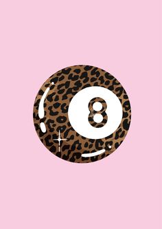 an animal print with the number eight in it's center on a pink background