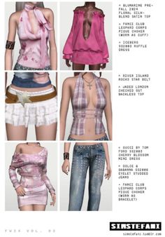 four different types of clothes for the female character in the video game, sisteard