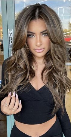 Layers Medium Length, Rambut Brunette, Layers Medium, Kadeřnické Trendy, Brunette Hair With Highlights, Medium Length Hair With Layers, Glossy Hair, Long Hair Color, Brown Hair Balayage