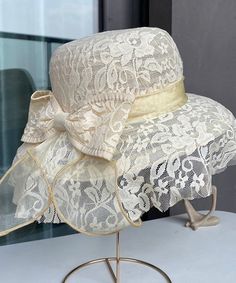 Elegant Beige Lace Patchwork Bow Hollow Out Floppy Sun HatMade of fine Lace.Hat Circumference: 58cm/22.62". Matches easily with daily hairstyle, dresses & Shirts Fedora Hat Style, Floppy Sun Hat, Floppy Sun Hats, Daily Hairstyles, Baby Tees Y2k, Y2k Baby Tee, Sun Hats For Women, Fisherman Hat, Lace Patchwork