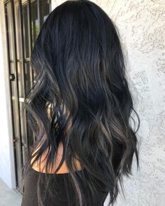 Erin Cardoza | Black with charcoal pops🔪. . . . #erinsworld #notbalayage #todyeforhair209 #nofilter #209hair #modestohair #blackhair #redken #btcpics… | Instagram Black Hair With Charcoal Highlights, Dark Balayage Black Ash, Blond Highlights In Black Hair, Long Dark Hair With Lowlights, Black Hair Brown Lowlights, Dark Hair With Cool Highlights, Black Hair With Blonde Lowlights, Black Hair With Deminsion, Black Hair Ash Highlights