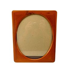 a small wooden frame with a white background