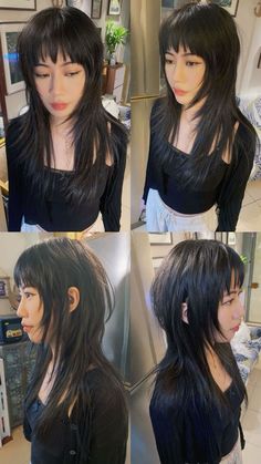 Asian Choppy Haircut, Mullet Hairstyle Women Asian, Hime Haircut Short, Short Hime Cut, Hush Cut Short, Hime Haircut, Asymmetrical Hair, Japanese Haircut, Hime Cut