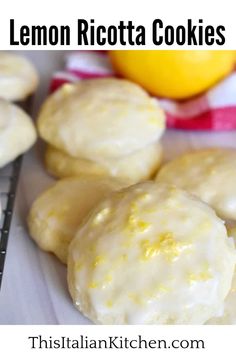 lemon ricotta cookies on a cooling rack