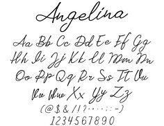 handwritten cursive font and numbers in black ink