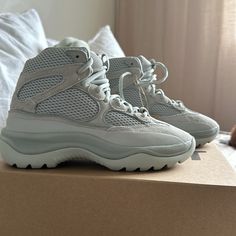 Another One I’m Pissed About. Bought These And They Were Final Sale. However, I Can’t Fit Them These Will Fit A Size 7-7.5 Us In Womens. I’m An 8 And They Were Definitely Too Small. Best Offer Wins Yeezy Desert Boots, Shoes Yeezy, Mens Yeezy, Yeezy Shoes, Desert Boots, Another One, Blue Gray, Blue Grey, Final Sale