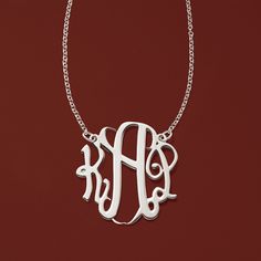 Ross-Simons - Sterling Silver Personalized Monogram Necklace. 20". An on-trend gift that's always well-received. Crafted right here in our Rhode Island studio, this sterling silver monogram necklace offers an impressive way to display those three very special initials in elegant script. Stationed on a classic rolo chain. Last name initial will be centered. Lobster clasp, sterling silver personalized monogram necklace. Monogram Pendant Necklace, Monogram Earrings, Sterling Silver Name Necklace, Monogram Pendant, Key Pendant Necklace, Silver Monogram, Monogram Ring, Initial Pendant Necklace, Circle Pendant Necklace