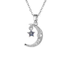 Introducing our Crescent Moon and Star Necklace, a celestial-inspired piece that radiates elegance and mystique. Crafted from high-quality materials, this necklace features a delicate crescent moon and star design, symbolizing guidance and celestial beauty. Perfect for those who appreciate symbolic jewelry, it&apos;s versatile for everyday wear or special occasions, adding a touch of cosmic charm to any outfit. Whether worn alone as a statement piece or layered with other necklaces for a trendy Delicate Silver Necklace, Moon And Star Necklace, Crescent Moon And Star, Dainty Chain Necklace, Star Necklace Silver, Stainless Steel Chain Necklace, Symbolic Jewelry, Moon And Star, Gold Necklace Women