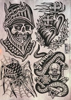 an old school tattoo design on paper