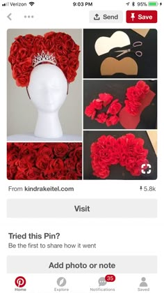 an instagram page with red roses and hair accessories