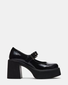 Mary Jane Shoes Hells, Mary Jane Shoes Salto, Shoes Maryjanes, Wishlist Shoes, Heeled Mary Janes, Black Mary Jane Heels, Mary Jane Shoe, Mary Jane Platform Shoes, Steve Madden Flats