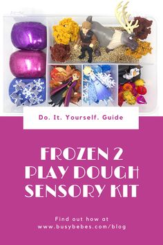 the frozen play dough and candy kit with text overlay that reads do it yourself, guide