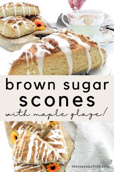 brown sugar scones with maple glaze are the perfect dessert for fall and winter