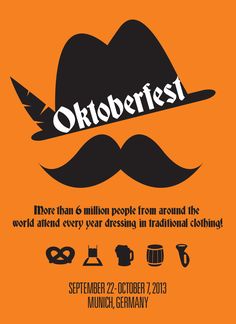 an orange poster with the words oktoberfest written on it and a mustache