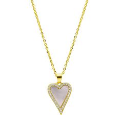 Add a little love to your look with this Adornia 14k Gold Plated White Mother-of-Pearl Crystal Halo Heart Necklace. Click on this JEWELRY & WATCHES GUIDE to learn about fit, styles, materials and more! Add a little love to your look with this Adornia 14k Gold Plated White Mother-of-Pearl Crystal Halo Heart Necklace. Click on this JEWELRY & WATCHES GUIDE to learn about fit, styles, materials and more! FEATURES Pendant size: 0.67" x 0.59" Charm size: 17 mm x 15 mm Chain length: 16 in. + 2-in. exte Jewelry Accessories Ideas, Pearl Gemstone, Heart Necklace, Heart Pendant, Womens Jewelry Necklace, Mother Of Pearl, Jewelry Necklace Pendant, Halo, Jewelry Watches