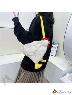 Bird in Bag - Womens Canvas Shoulder Bag ÃÂ¢ÃÂÃÂ Perfect for Outdoors, Travel, and Back to School for Graduates, Teens, Sophom Novelty Pouch Bags For Everyday Use, Novelty Pouch Bags For Daily Use, Novelty Yellow Bag For Everyday Use, White Novelty School Bags, Novelty White School Bag, Preppy Bags, Cartoon Chicken, Adorable Cartoon, School Season