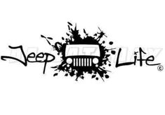 a jeep with the words keep life written in black ink on a white background,