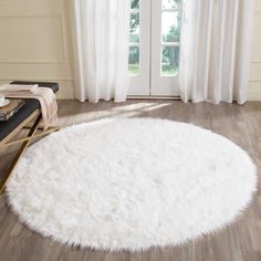 6' x 6' Faux Sheepskin Rug, Fur Carpet, Faux Fur Rug, Plush Area Rugs, Sheep Skin, Area Rug Collections, Solid Rugs, Sheepskin Rug, Round Area Rugs