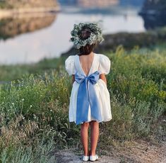 Flower Girl Dress With Bow, Toddler Flower Girl Dress, Bohemian Flower Girl Dress, Bohemian Flower Girl, Toddler Flower Girl, Boho Toddler, Ivory Girls Dress, Linen Flower, Flower Girl Dresses Blue