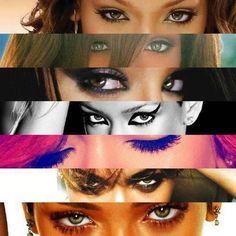 a collage of different women's eyes and their makeup looks like they are in the same color scheme