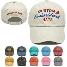 PRICES MAY VARY. Personalized Design: Custom embroidered hats can be designed on four sides and you can personalize the design according to your preferences and needs. You can enter text and add a logo to show off your unique style and personal taste. High Quality Material: Personalized embroidered baseball cap is made of high-quality pure cotton fabric and equipped with exquisite embroidery craftsmanship. Classic curved brim hat, tough and straight, suitable for most people. Hook and Loop Closu Custom Embroidered Hats, Personalized Baseballs, Embroidered Baseball, Logo Text, Embroidered Baseball Caps, Personal Taste, Embroidered Hats, Personalized Embroidered, Brim Hat