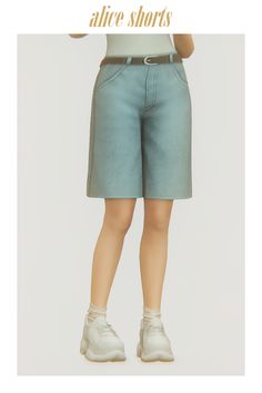 a doll wearing shorts and sneakers with the words alice shorts on it's chest