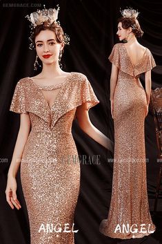 10% off now|Free shipping world-wide. Sparkly Gold Sequins Formal Mermaid Evening Dress with Sleeves at GemGrace. Click to learn our pro custom-made service for wedding dress, formal dress. View for more ideas. Gold Fitted Mermaid Dress For Formal Occasions, Gold Fitted Mermaid Dress For Banquet, Fitted Gold Mermaid Dress, Evening Dress With Sleeves, Mia Mia, Mother Of The Bride Dresses Long, Mermaid Evening Dress, Elegant Gowns, Evening Dresses With Sleeves