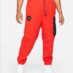 Xxl Jordan Statement Fleece Mountainside Heavyweight Pants. Sherpa Pants, Basketball Pants, Fuzzy Texture, Jordan Essentials, Jumpman Logo, Fleece Sweatpants, Cargo Joggers, Red Pants, Cargo Pocket