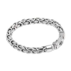 Balinese Sterling Silver Byzantine Chain Bracelet - Feminine Line | NOVICA Sterling Silver Braided Bracelet With Silver Clasp Gift, Everyday Sterling Silver Bracelets With Solid Link, Silver Timeless Chain Bracelet For Everyday, Sterling Silver Round Bracelet With Chain For Everyday, Classic Metal Bracelets With Sterling Silver Clasp, Everyday Sterling Silver Bracelet With Solid Link, Sterling Silver Jubilee Chain Bracelet With Oval Links, Sterling Silver Jubilee Link Bracelet, Sterling Silver Chain Bracelet With Solid Link For Everyday