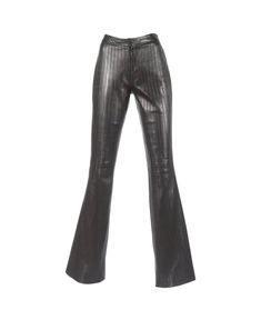 "🖤SUPER RARE Collectors Piece Tom Ford Era Vintage GUCCI Fall 1999 Black Leather Pintuck Pants! EXCELLENT CONDITION! These babies are INSANELY AMAZING! Excellent condition. Unhemmed. IT 42 // US 4 - 6 Measurements as follows: waist: 14\" across rise: 9\" inseam: 34\" Hips: 19\" F TOTALLY ICONIC PANTS! These timeless beauties are wide leg, and have an effortless vibe! Made in Italy Fully Lined 100% Leather 🖤Authenticity Guaranteed 🖤 Follow on Instagram for FREE DOMESTIC SHIPPING on your first Designer Black Evening Bottoms, Designer Fitted Wide Leg Bottoms, Designer Black Party Bottoms, Designer Black Bottoms For Party, Designer Fitted Black Leather Pants, Designer Fitted Bottoms For Fall, Monogram Pants, Gucci By Tom Ford, Gucci Pants