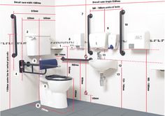 a bathroom with toilet, urinal and wall mounted paper dispensers