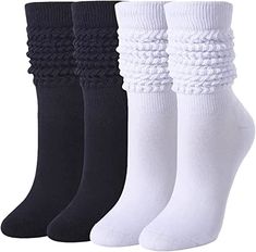 SLOUCH SOCKSSlouch socks for women. Scrunch socks, slouch socks, whatever you call them, they are the best socks! These slouchy socks are thick, absorbent, warm and ultra comfortable. They can be worn pulled up to knee as boot socks, or down around your ankle as a scrunchie socks. Classic 80s style socks for fashion or comfort. GrSIZE & PACKINGSlouchy socks for women. Fits for women shoe size 6-12; socks size 8-13. 4 pair of pickleball socks come in each plastic zippered Zmart bag. Cotton, p Scrunchie Socks, Slouchy Socks, Scrunch Socks, Food Socks, Black And White Socks, Flip Flop Socks, Slouch Socks, Work Socks, Holiday Socks