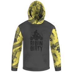 Men's Quad Sweatshirt, Yellow Riding Dirty T-Shirt, Four Wheeler Long Sleeve Tee, Off-Roading Hoodie, ATV Pullover, 4 Wheeling Clothing Gift Our items are made to order allowing our customers to get the exact style they want! Everything is handmade 100% in our shop in Illinois. Each of our unique items are printed in our shop and then sewn by our professional seamstresses.  We are proud to offer USA made products.  Men's Style Options: T-Shirt Scoop T-Shirt Long Sleeve Tee Lightweight Short Sleeve Hoodie {Select: "Short Sleeve Hoodie" from drop down} Lightweight Long Sleeve Hoodie {Select: "Light Wt LS Hoodie" from drop down} Long Sleeve Hoodie (thicker sweatshirt material) Sweatshirt (no hood) Size Guide for all products, but the Scoop T-Shirt: (XS) W= 19.6" L=26.6" (S) W= 20."3 L=27.6" ( Sports Long Sleeve Hoodie With Sublimation Print, Long Sleeve Sports Hoodie With Sublimation Print, Urban Hoodie With Graphic Print For Outdoor, Sporty Crew Neck Hoodie For Outdoor Activities, Urban Graphic Print Hoodie For Outdoor Wear, Outdoor Moisture-wicking Crew Neck Sweatshirt, Moisture-wicking Cotton Hoodie For Outdoor Activities, Cotton Moisture-wicking Hoodie For Outdoor Activities, Sports Season Outdoor Sweatshirt With Crew Neck