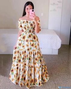 OrcaJump - Elegant Off-Shoulder Maxi Dress with Floral Print and Shoulder Cut-Outs Sunflower Dress, Beach Maxi Dress, Printed Long Dresses, Oversized Dress, Dress Beach, Printed Dress, Long Maxi, Printed Maxi, Beach Dresses