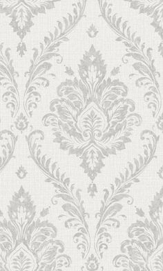 a white and beige wallpaper with an ornate design