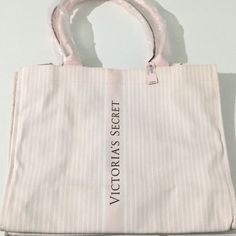 Medium Sizes Tote Bag With Logo Pink And White Stripe S New With Tags Cotton Material. White Canvas Bag For Summer Errands, Trendy White Victoria's Secret Shoulder Bag, Casual White Victoria's Secret Bag, White Canvas Bag With Dust Bag, Victoria's Secret White Bags For Everyday Use, Victoria's Secret Beige Bag For Daily Use, Beige Victoria's Secret Bag For Daily Use, Victoria's Secret Beige Shopping Bag, Victoria's Secret White Shoulder Bag For Daily Use