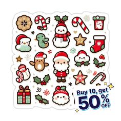 christmas stickers are on display for sale