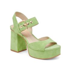 Dolce Vita-Bobby Platform Sandal If looking sophisticated is your thing, you might want to try out the Dolce Vita Bobby platform sandal. This ankle strap sandal has large accented buckle and blingy eyelets that contribute to its luxury. Chunky platform and block heel offer you an elevated appeal. Green Formal Sandals With Buckle Closure, Formal Green Sandals With Buckle Closure, Elegant Green Platform Sandals, Chic Green Heels With Buckle Closure, Wedding Wardrobe, New Balance Style, Bridal Wedding Shoes, Green Sandals, Trending Sneakers