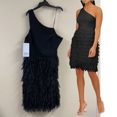 Never Worn, Nwt. Loved It, But Size Was Too Big For Me. Beautiful Dress, Great For A Special Event! Questions? Leave A Comment Below! Chic One-shoulder Dress With Feather Trim, Black Feather Trim Dress For Summer, Summer Evening Midi Dress With Feather Trim, Summer Evening Dress With Feather Trim, Black Dress With Feather Trim For Date Night, Black Feather Trim Dress For Date Night, Summer Evening Dresses With Feather Trim, Feather Cocktail Dress, Aidan Mattox