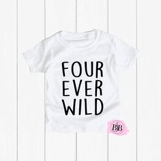 Four Ever Wild Birthday Shirt, 4th Birthday Girl, Fourth Birthday, 4th Birthday, 4th Birthday Boy, Fourth Birthday Shirt, Wild Birthday The design is adhered to the shirt with a premium professional heat press for optimum quality! I use TOP Quality Shirts. The shorts are NOT INCLUDED with this purchase.  The shirts are VERY SOFT!! The shirts are true to size. Shirts ship out within 1 business days (MON-FRI) or less and take an additional 2-5 days to arrive. Each shirt is custom and made special just for your little one.  Subscribe to Our Youtube Channel: BiteSizeBlessin https://www.youtube.com/channel/UCgIwKj2LgETFAzb_VbzKf2w Follow us on Instagram (@bitesizeblessin) for giveaways, exciting news, and the first to know about new products. Please verify that your mailing address is correct b Four Ever Wild Birthday, Fourth Birthday Shirt, 4th Birthday Boy, Four Ever Wild, 4th Birthday Boys, Fourth Birthday, Birthday Boy, Exciting News, Birthday Shirt